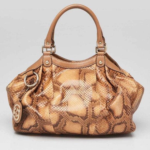 Gucci Brown Python Medium Sukey Tote Bag - Picture 1 of 10
